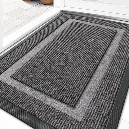 OLANLY Indoor Outdoor Front Door Mat - Waterproof All-Season Doormat, Sturdy Rubber, 29.5x17, Dark Grey