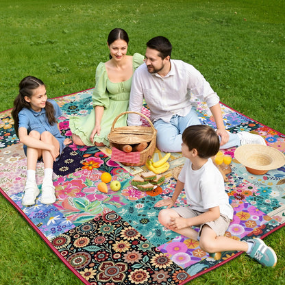 Supfitness Extra Large Picnic Blankets Waterproof Foldable (60 "x 80") Beach Blanket Waterproof Sandproof,3-Layer Thicking Mat Outdoor Packable Camping Blanket