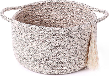 SweetMemo Mini Woven Rope Organizer Baskets - Decorative Gift Basket for Baby Showers & Home Storage - Warm Brown