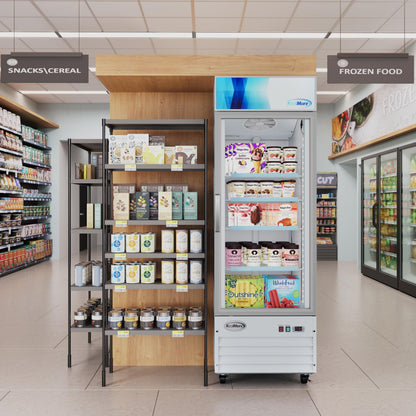 KoolMore 27 in. Commercial One Glass Door Display Upright Freezer Merchandiser in White 13 Cu. Ft. (MDF-1GD-13C-WH)