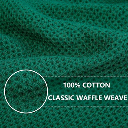 Homaxy 100% Cotton Waffle Weave Dish Towels - Ultra Soft & Absorbent, 13 x 28 Inches, Dark Green | 6-Pack