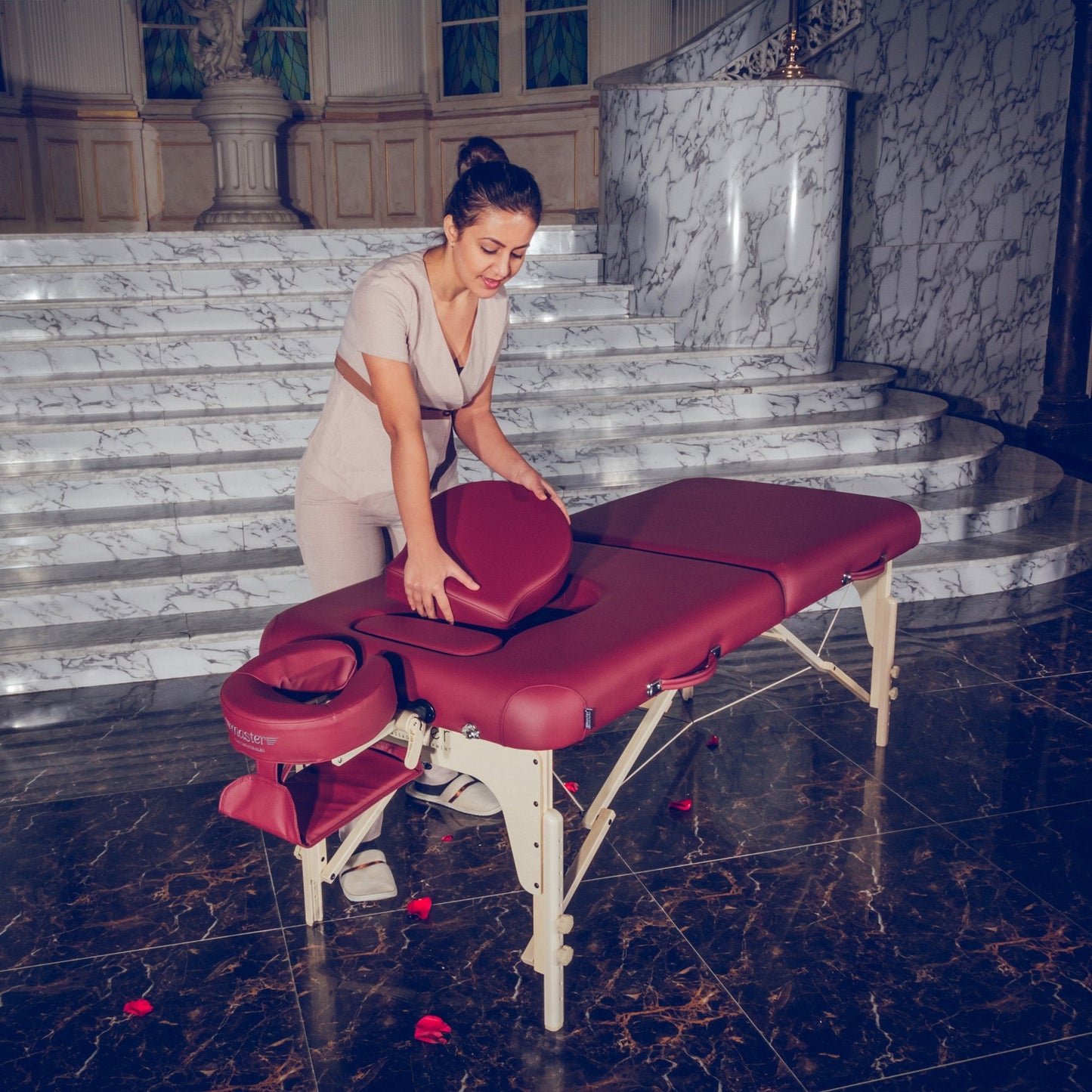 Master Massage 30'' Eva Portable Pregnancy Massage Table for Female Clients and Obese Individuals, Spa Salon Facial Bed for Pregnant Women- Multi Functional (Burgundy)