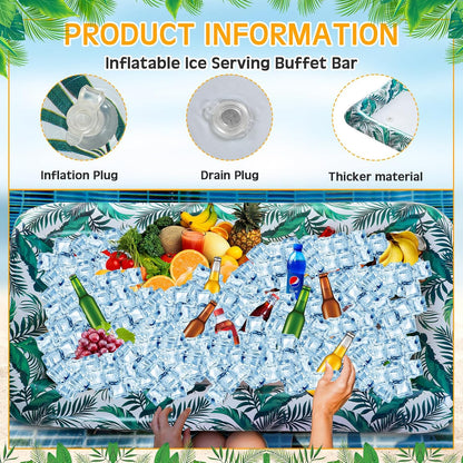 Yousoontic Inflatable Serving Bar - 3 Pcs Tiki Tropical Style Food Drink Containers for BBQ Pool Luau Party