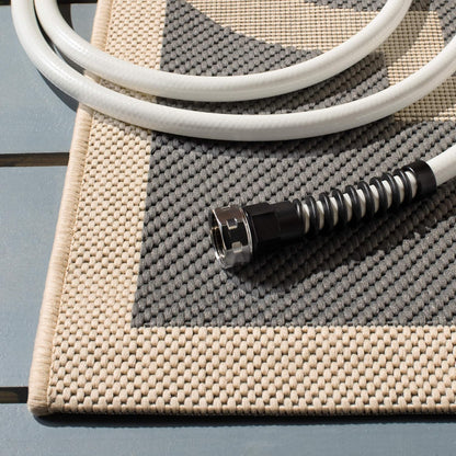 2' 3'7", (CY6243-246) SAFAVIEH Washable Rug Outdoor Courtyard Collection - x Grey & Beige, Non-Shedding & Easy