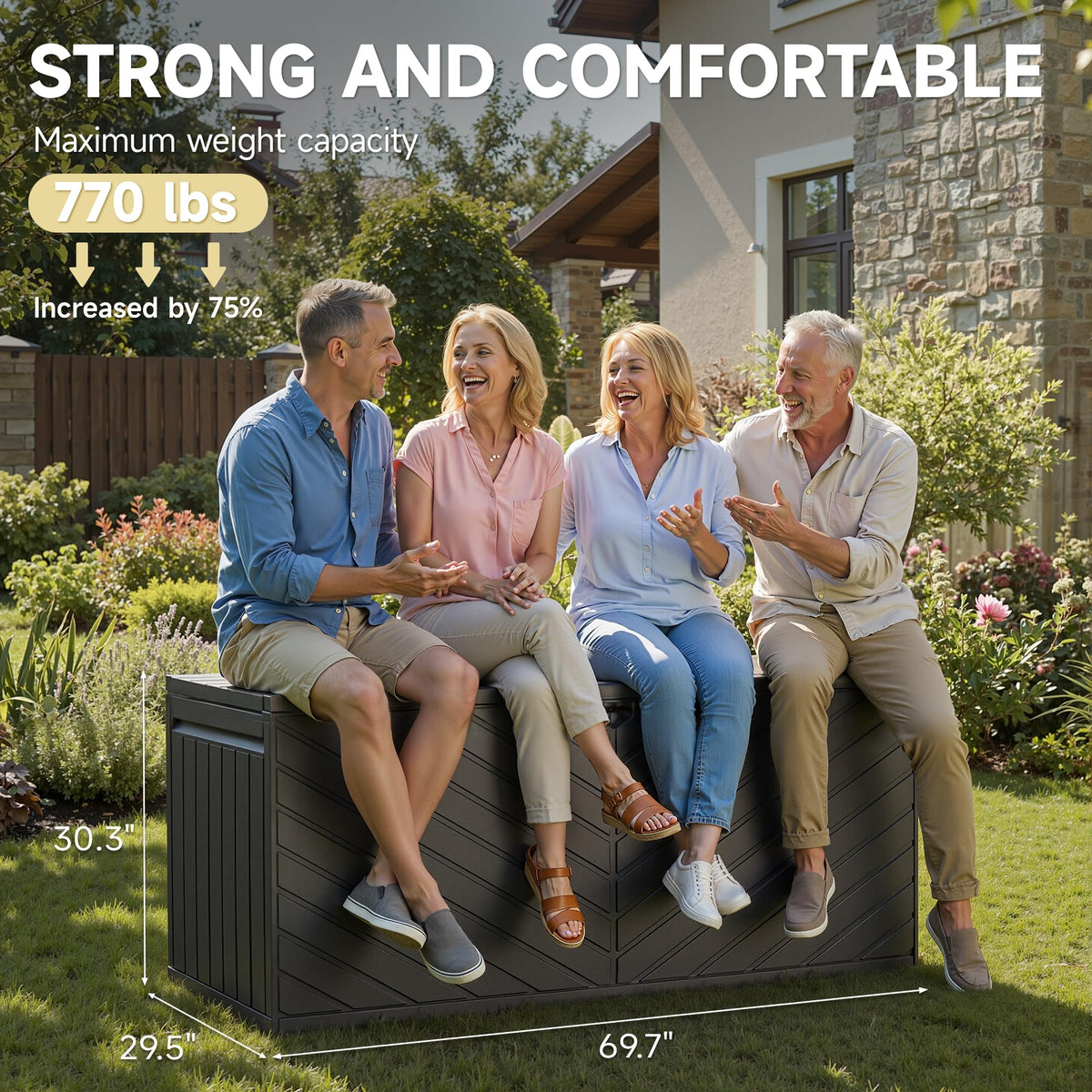Ortus Collective 270 Gallon Deck Box, Waterproof Resin with Double-Layer & Lockable Lid, UV Protection for Pool, Patio and Garden Storage, Brown