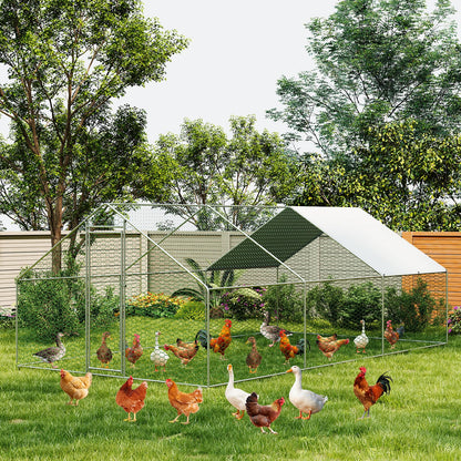 Garvee Large Metal Chicken Coop, Chicken Coop Run, Outdoor Chicken Pen with Waterproof & Anti-UV Cover, Large Chicken Run for Outdoor Farm Yard (19.7 ft L x 6.6 ft W x 6.6 ft H)