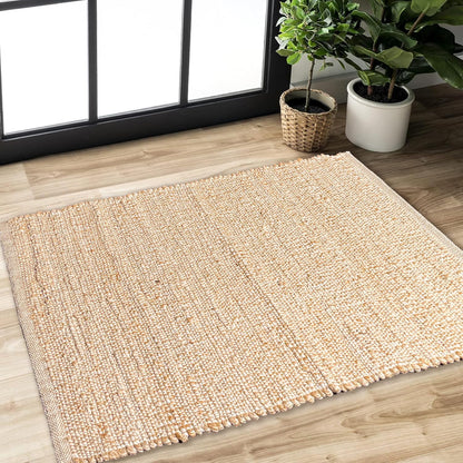 Chardin Home Jute Rugs Collection - 2x3 Feet Jute Braids Rug, Boho Rustic Natural Jute/Ivory Hand Woven Throw Rug for