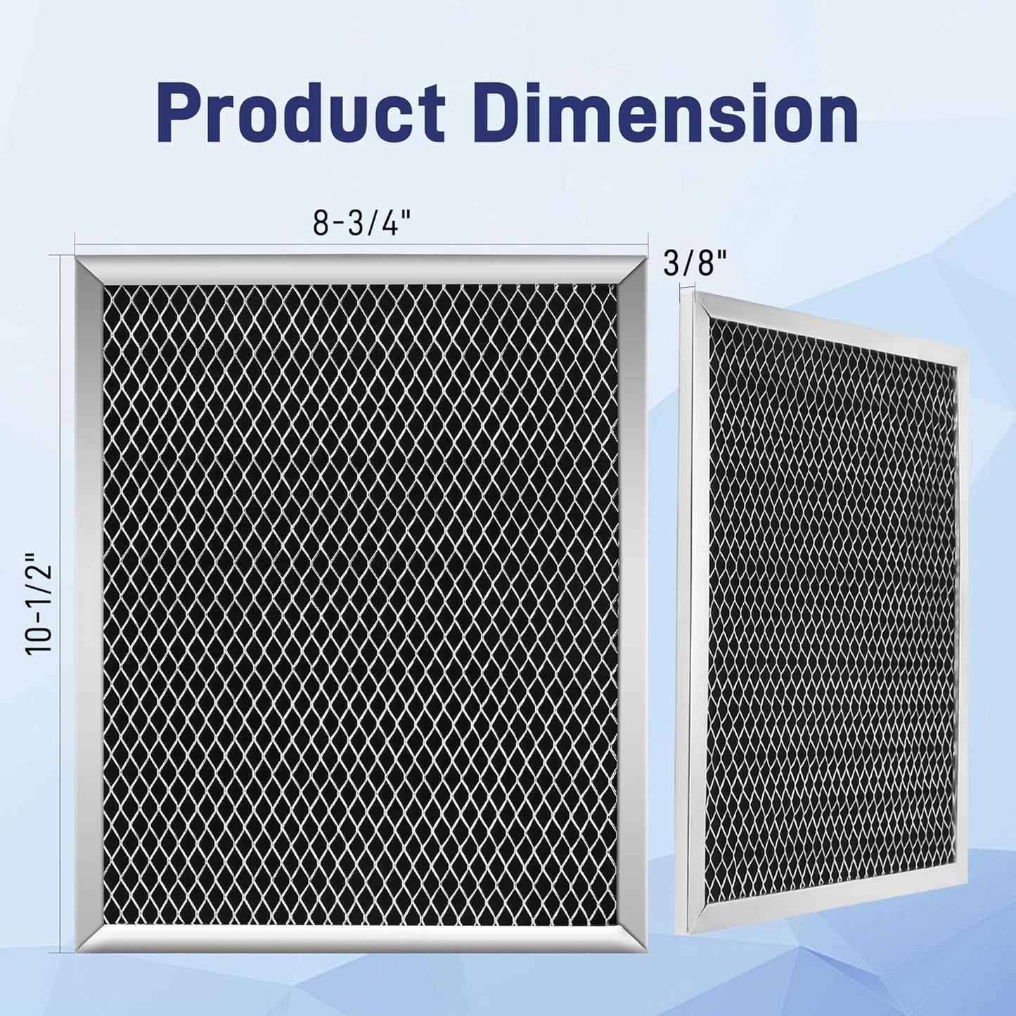 97007696 Range Hood Filter for Bro.an Range Hoods - Aluminum Mesh & Activated Carbon Cotton, 2 Pack, 8-3/4 x 10-1/2 x