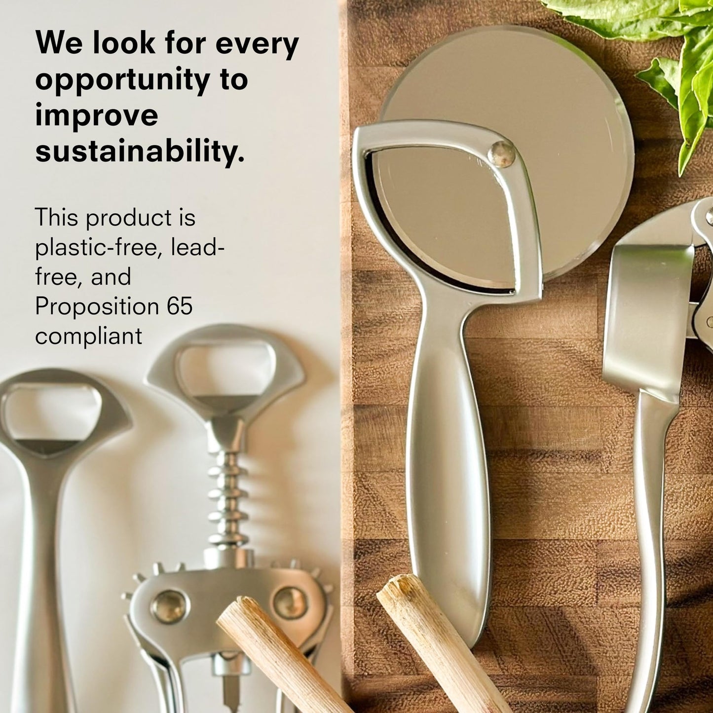 Public Goods Kitchen Tool Set | 6 Piece Kitchen Utensil Set | Includes Y-Peeler, Peeler, Bottle Opener, Wine Opener, Pizza Cutter, and Garlic Press | Plastic-Free, Dishwasher Safe Gadget Essentials