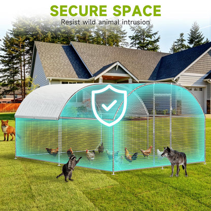 LEVELEVE Large Walk-in Chicken Coop with Chicken Run, Galvanized Poultry Enclosure with Waterproof Anti-UV Cover and Security Lock, Ideal for Rabbit, Duck, Backyard and Farm Yard，13.1'x 9.8'x 6.6'