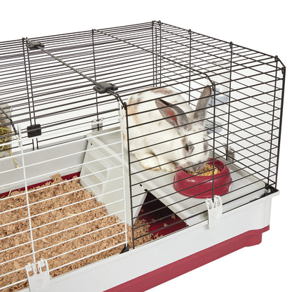 Midwest Homes for Pets Deluxe Rabbit & Guinea Pig Cage, XX-Large, White & Red