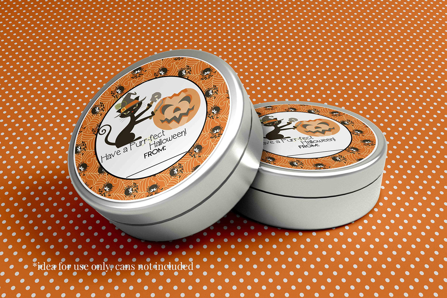 Purr-FECT Halloween Black Cat Themed Halloween Thank You Sticker Labels, 40 2" Party Circle Stickers by AmandaCreation, Great for Party Favors, Envelope Seals & Goodie Bags