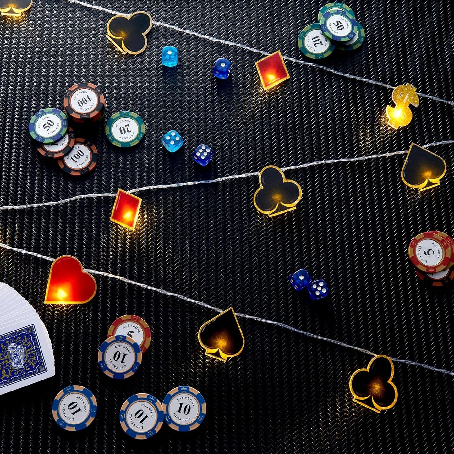 20 10 VIHOSE Casino Theme Party Decorations Las Vegas Party Supplies LED ft Poker String Lights for Casino Night Las