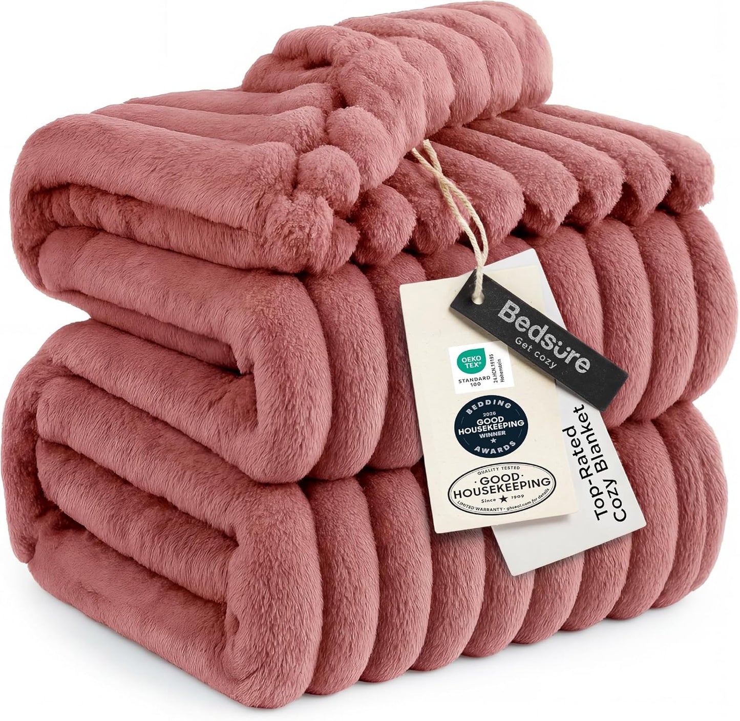 Bedsure GentleSoft Full Blanket - Cozy Dusty Pink Fleece Throw for Women | Perfect Birthday Gift, 84x90 Inches