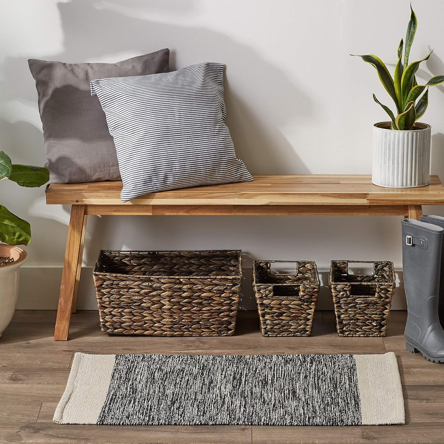 DII Woven Rugs Collection 2x3', Hand-Loomed with Black Border