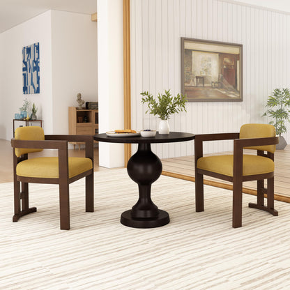 Merax 2-Piece Wooden Farmhouse Dining Chairs with Durable Legs for Kitchen, DiningRoom, Walnut+Yellow