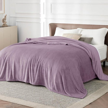 Bedsure GentleSoft Fleece Blanket - Cozy Lightweight Plush Queen Size in Fog Purple, 90x90 Inches