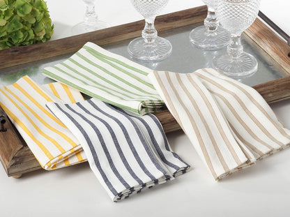 Saro Lifestyle Striped Design Cotton Table Napkin, Set of 4, 20", Navy Blue
