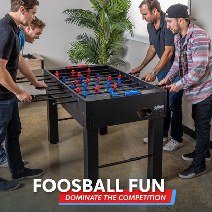 GoSports 54 Inch Full Size Foosball Table - Black Finish - Includes 4 Balls and 2 Cup Holders
