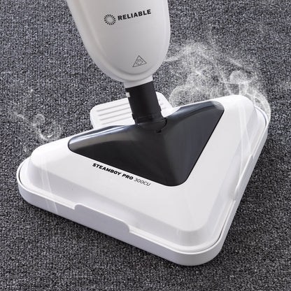 Reliable 300CU Steamboy Pro 3-in-1 Scrub and Steam floor mop with carpet glide - Electric steam scrubber, steam cleaner with 4 microfiber pads, for tile, grout, hardwood floors, 180-degree swivel head