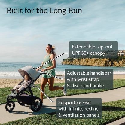 UPPAbaby Ridge V2 Jogging Stroller | All-Terrain Performance Suspension + Never-Flat Tires Built for Walking, Running + Trails | Water Bottle Holder Included | Savannah (Pearl Grey | Carbon Frame)