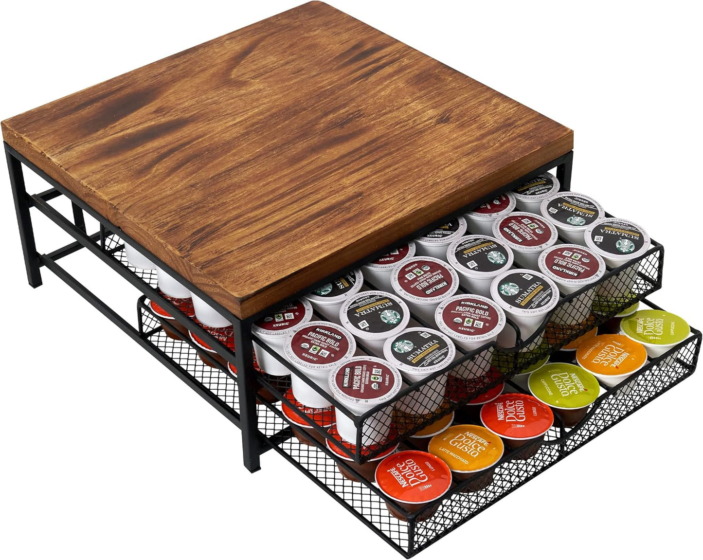 NHZ Coffee Pod Drawer Holder for K Cup, 2-Tier Organizer, No Assembly Required, K Cup Holder with 72 Capacity
