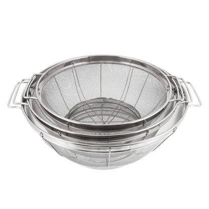 U.S. Kitchen Supply Set of 3 Stainless Steel Colander Strainers Net Baskets 5, 4, & 3-Quart - Colander with Handles & Resting Base - Stainless Steel Sieve, Mesh Strainers and Colanders for Kitchen