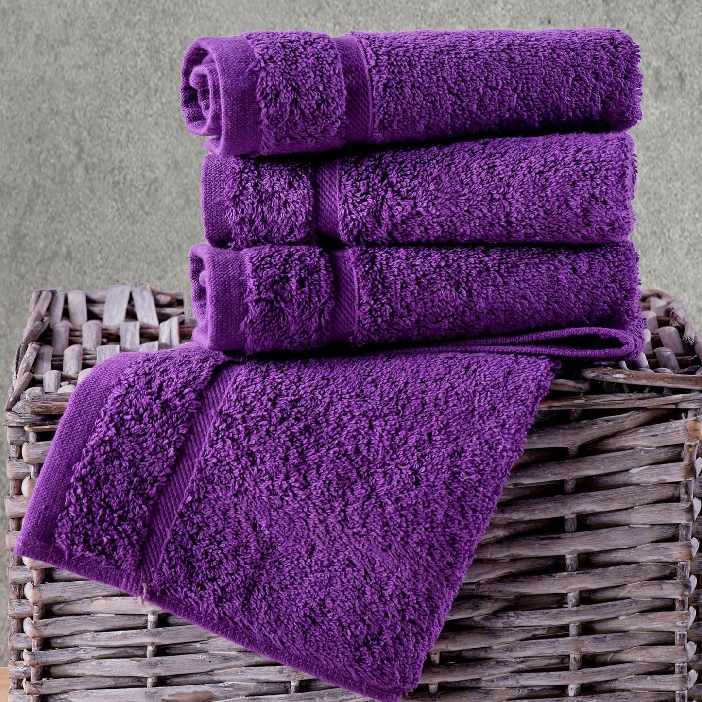13x13 Inch 12 Pack Hawmam Linen Luxury Cotton Washcloths - Large Hotel Spa Bathroom Face Towel | | Purple