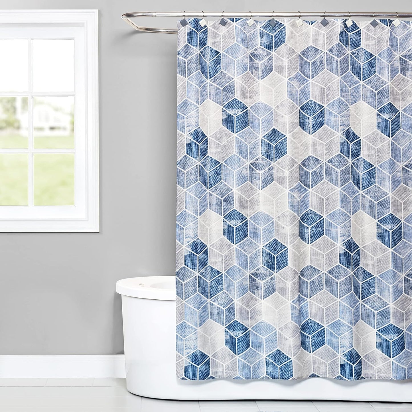 SKL Home Cubes Shower Curtain in Blue