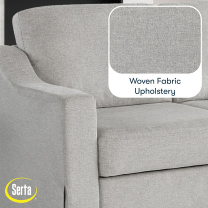 Serta Hawthorne 89.8" Slipcovered Convertible Sleeper Sofa Chaise, Queen Size, Dreamcoil Comfort, Reversible Storage Chaise, Polyester Tweed Fabric, Linen