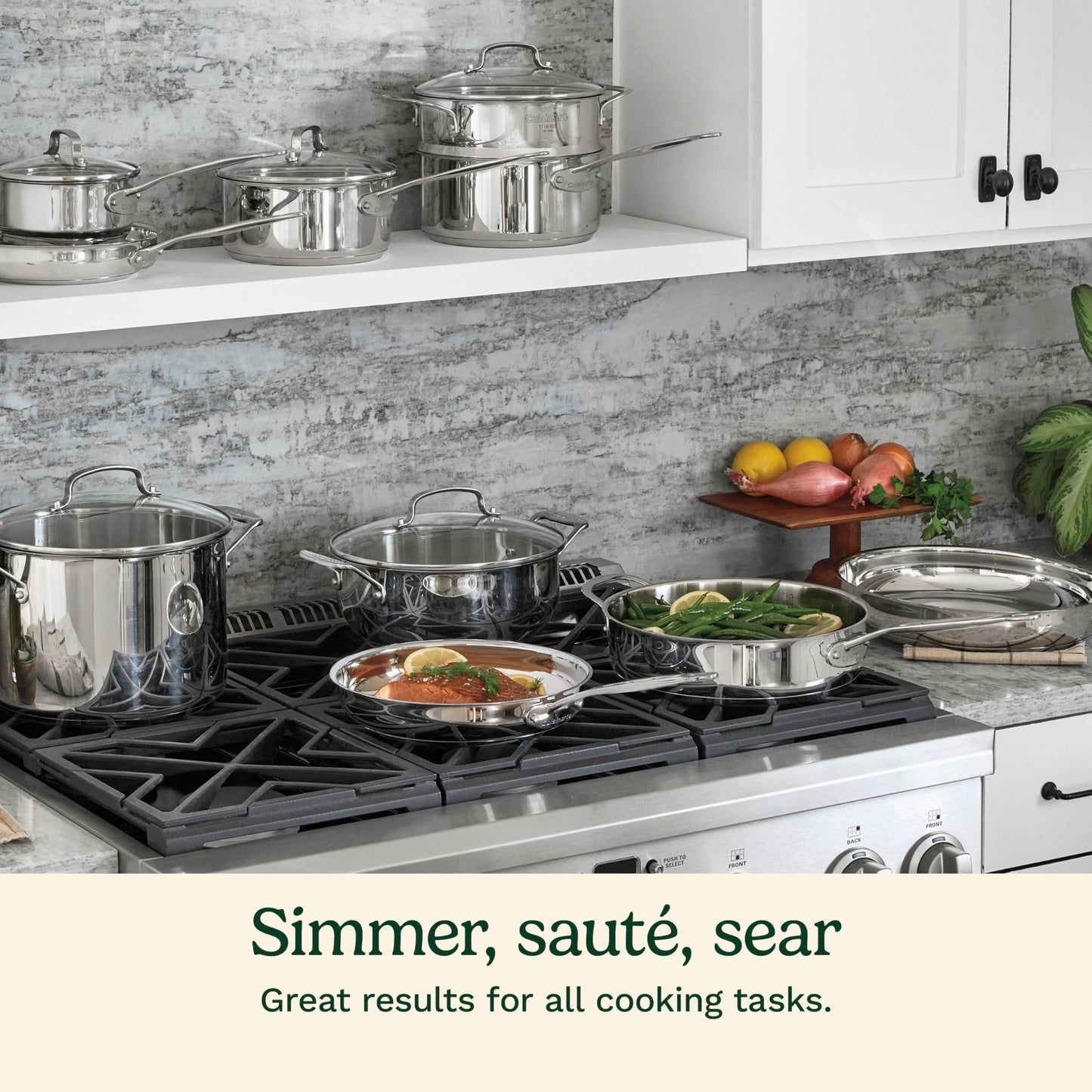 Cuisinart 17-Piece Stainless Steel Cookware Set, Chef's Classic Steel Collection with Pure Aluminum Core for Quick and Even Heat, Cool Grip Handles, Dishwasher Safe, 77-17N