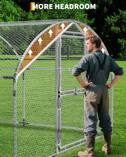 Heavy Duty Metal Chicken Coop with Split Door – Easy Feeding,9.8X 19.7X 6.6ft