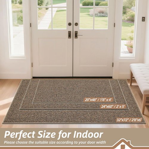 BEQHAUSE Dirt Trapper Door Mat - Non-Slip, Washable, Absorbent 32" x 72" Beige Entrance Mat