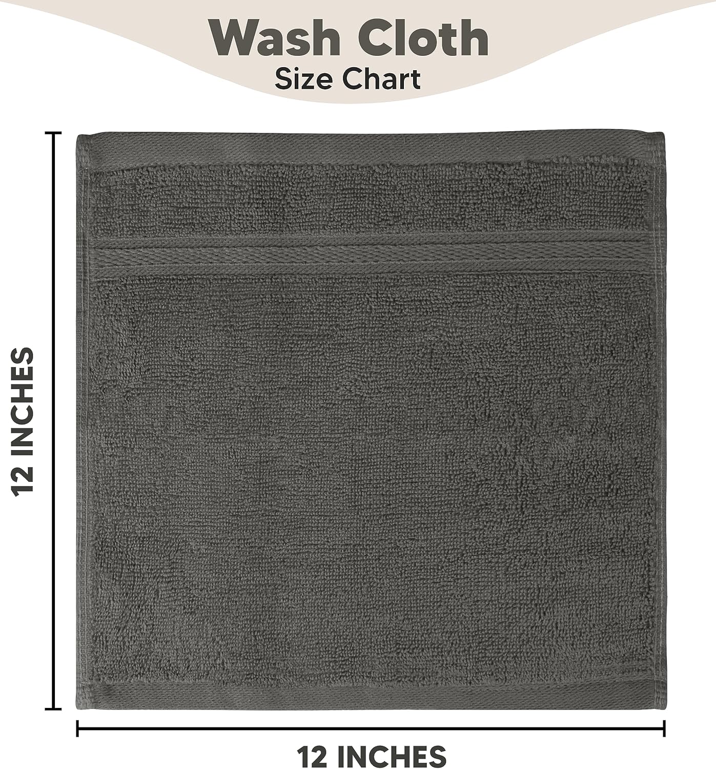 T & L Towel and Linen Mart 100% Set Pack 4, (12 12 Towel and Linen Mart Cotton - Wash Cloth - of Quick Dry, Luxurious