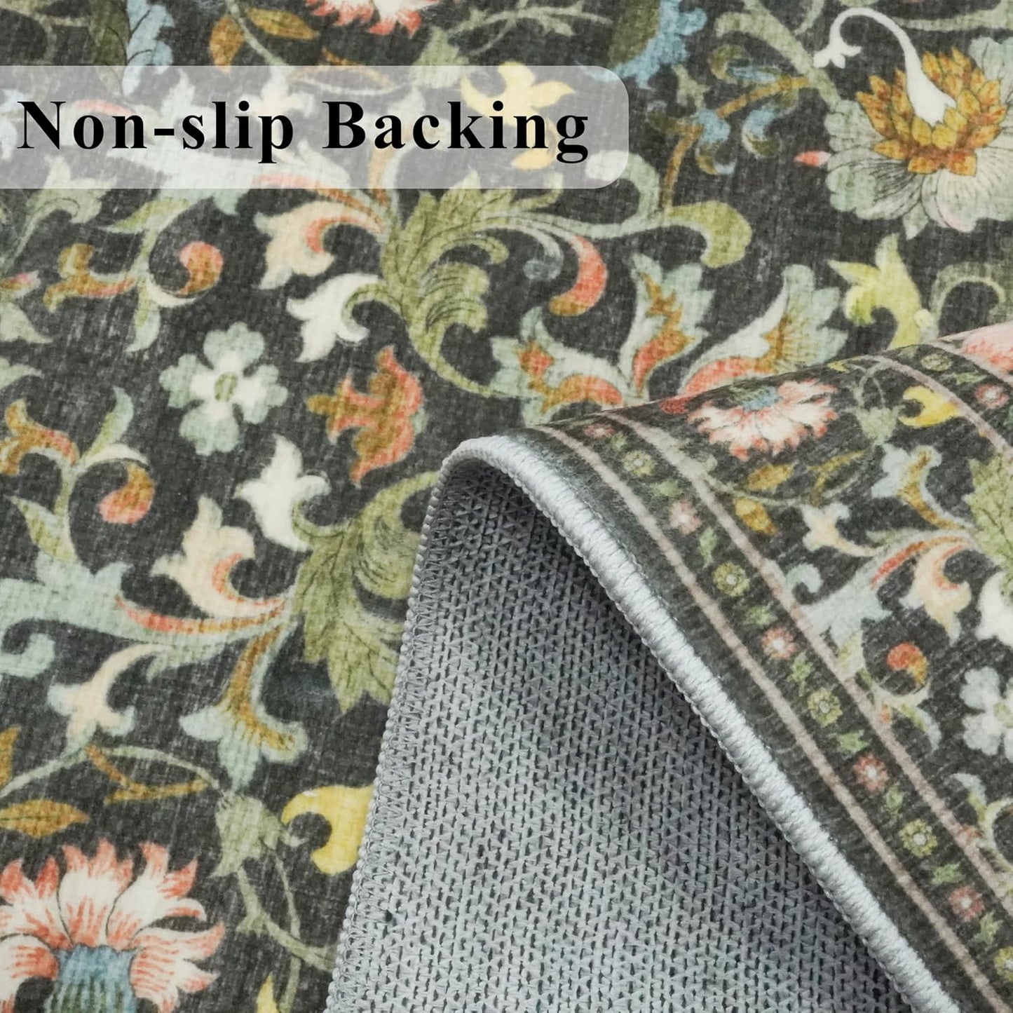 Skiennix Wide Hallway Runner Rug - 3x10 Water-Resistant Vintage Soft Carpet | Non-Slip Indoor Mat in Green
