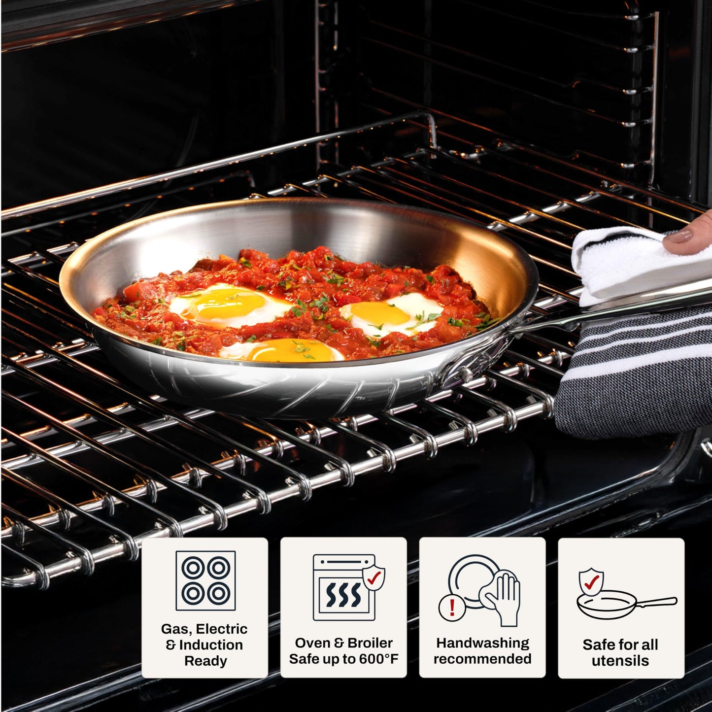 All-Clad D3® Stainless Steel 12 inch Frying Pan With Lid- Made in the USA- The Original Bonded Professional Cookware- Oven Safe & Induction Compatible
