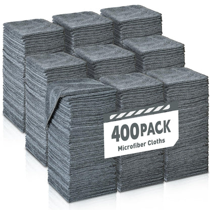 TEAWOO Gray Microfiber Cleaning Cloths Bulk Pack-400 Pack, Microfiber Towels Bulk, Towels for Cars, Cleaning Rags Gray (12x12 inches)