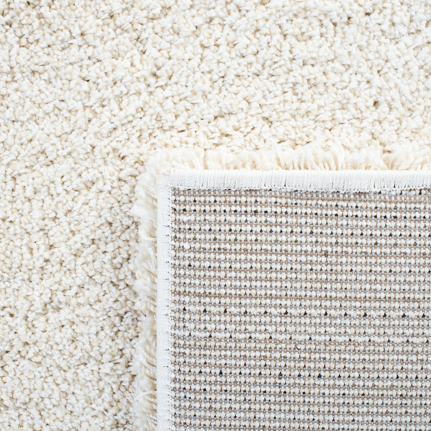 SAFAVIEH Milan Shag Collection Area Rug - 11' Square, Ivory, Solid Design, Non-Shedding & Easy to Clean, Plush Thick Pile, Ideal for Living Room, Bedroom (SG180-1212)