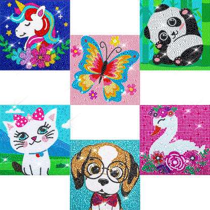 Labeol Diamond Art Kits for Kids Crafts for Girls Ages 6-8-10-12 Easy to DIY Creative Diamond Art Sticker Craft by Numbers Kits for Kids and Adult Beginners (6 Pack Cute)