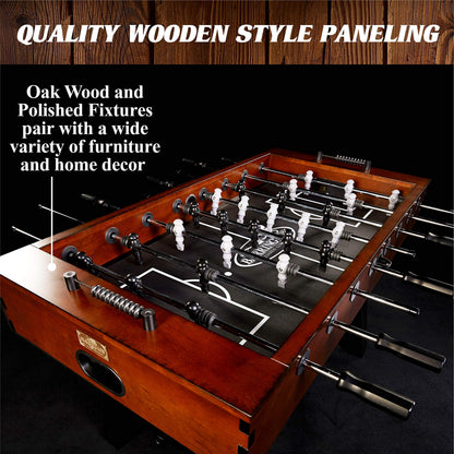 Barrington 56” Allendale Foosball Table Competition Size, Durable and Stylish with Tabletop Sports Soccer Balls, Perfect for Family Game Rooms