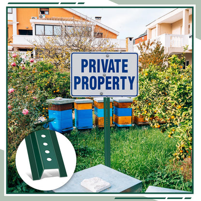 Gisafai 10 Pack 6ft Tall Green U Channel Sign Steel Post with Enamel Coating Heavy Duty Metal Sign Post with Pre Drilled Holes for Easy Mounting
