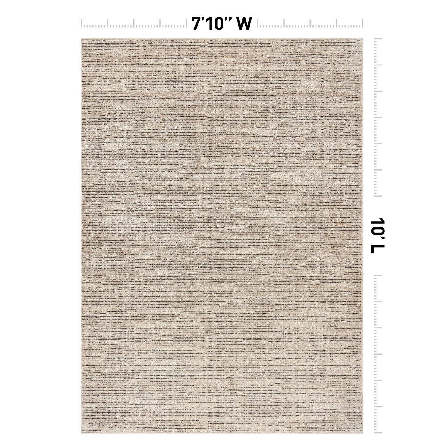 Rugshop Textured High-Low Indoor Area Rug, Neutral Stripe Design, Jute Backing, Living Room Bedroom Kitchen Rug, Easy-Care Spot Clean, 7'10" x 10' Beige/Gray