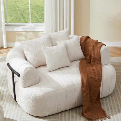 GDFStudio 64" Boneless Chair Indoor, Oversized Accent Chair with Deep Seat, Boucle Upholstered Big Comfy Couch Single Sofa, Modern Boneless Chaise Lounge Couch Chair for Living Room Bedroom, Beige