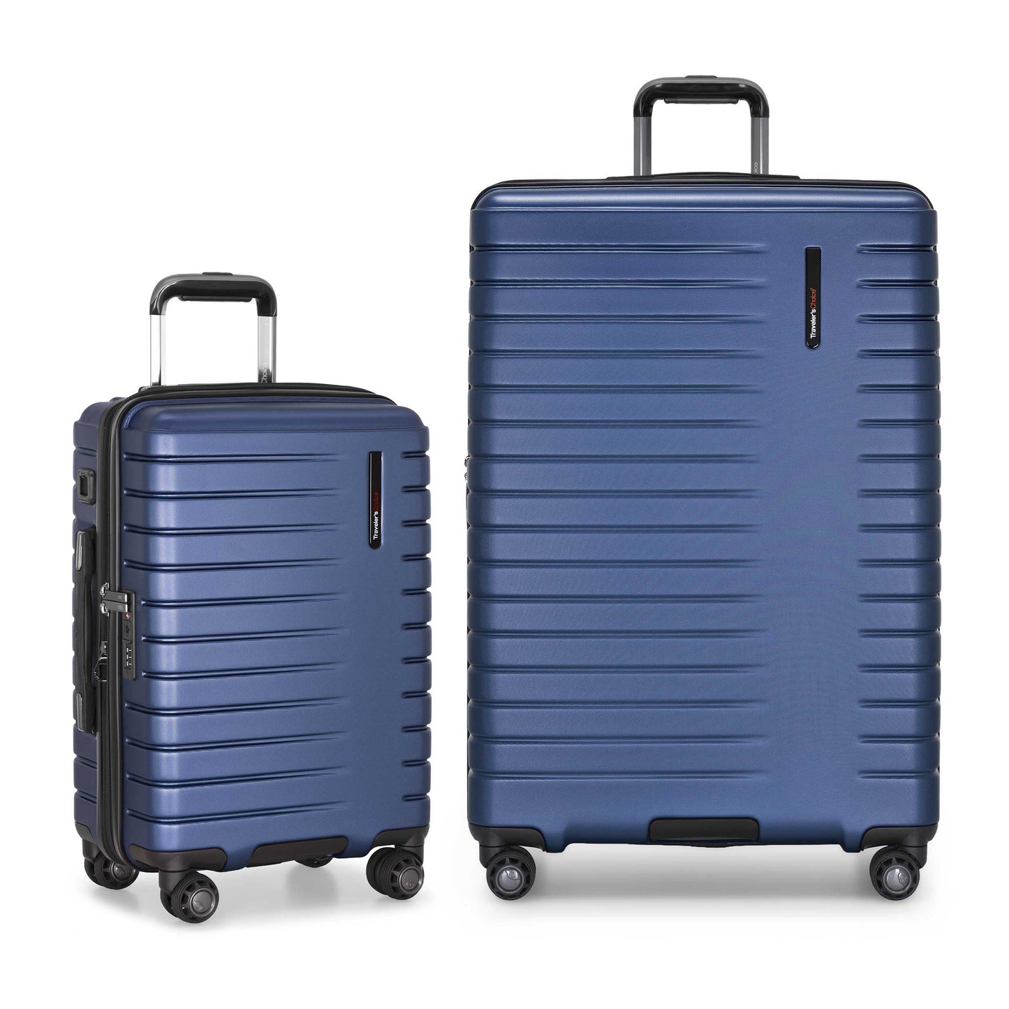 Traveler's Choice Archer Polycarbonate Hardside Spinner Luggage Set,Tie Down Straps, Blue, 2-Piece