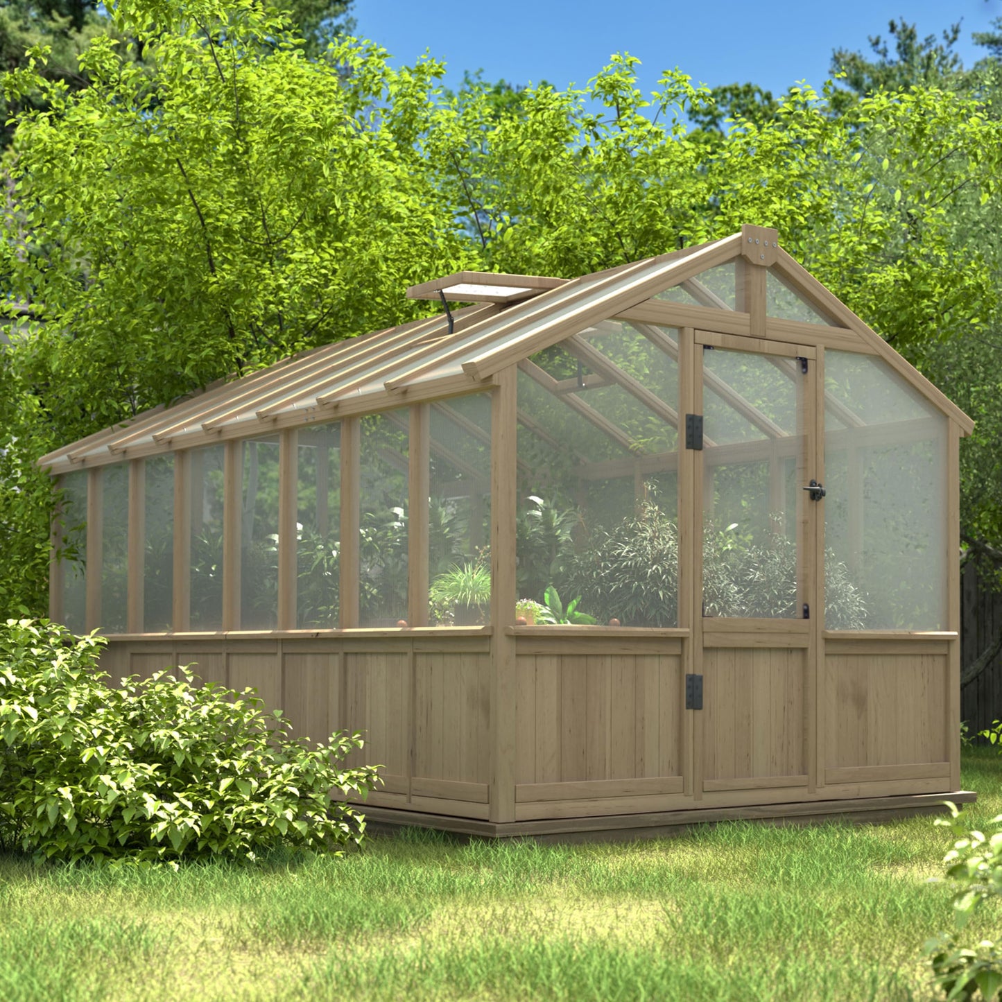 MUPATER 8 x 16 FT Wooden Greenhouse for Outdoor, Heavy Duty Greenhouse Kit with Window Vent and Lockable Door, Walk-in Green Houses for Patio, Garden, Backyard and Lawn, Brown