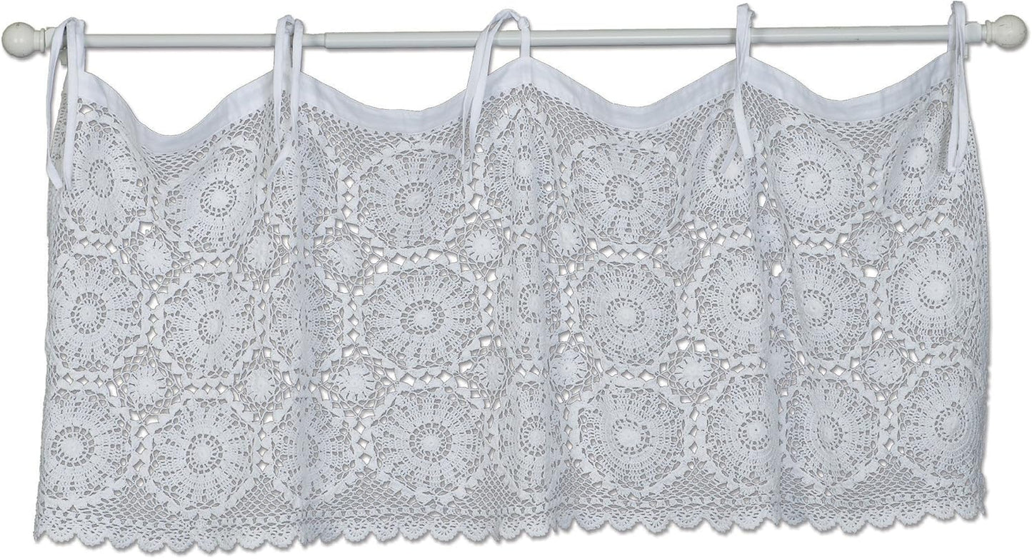 Heritage Lace White Medallion Crochet Envy Valance, 45" Wide X 16" Drop