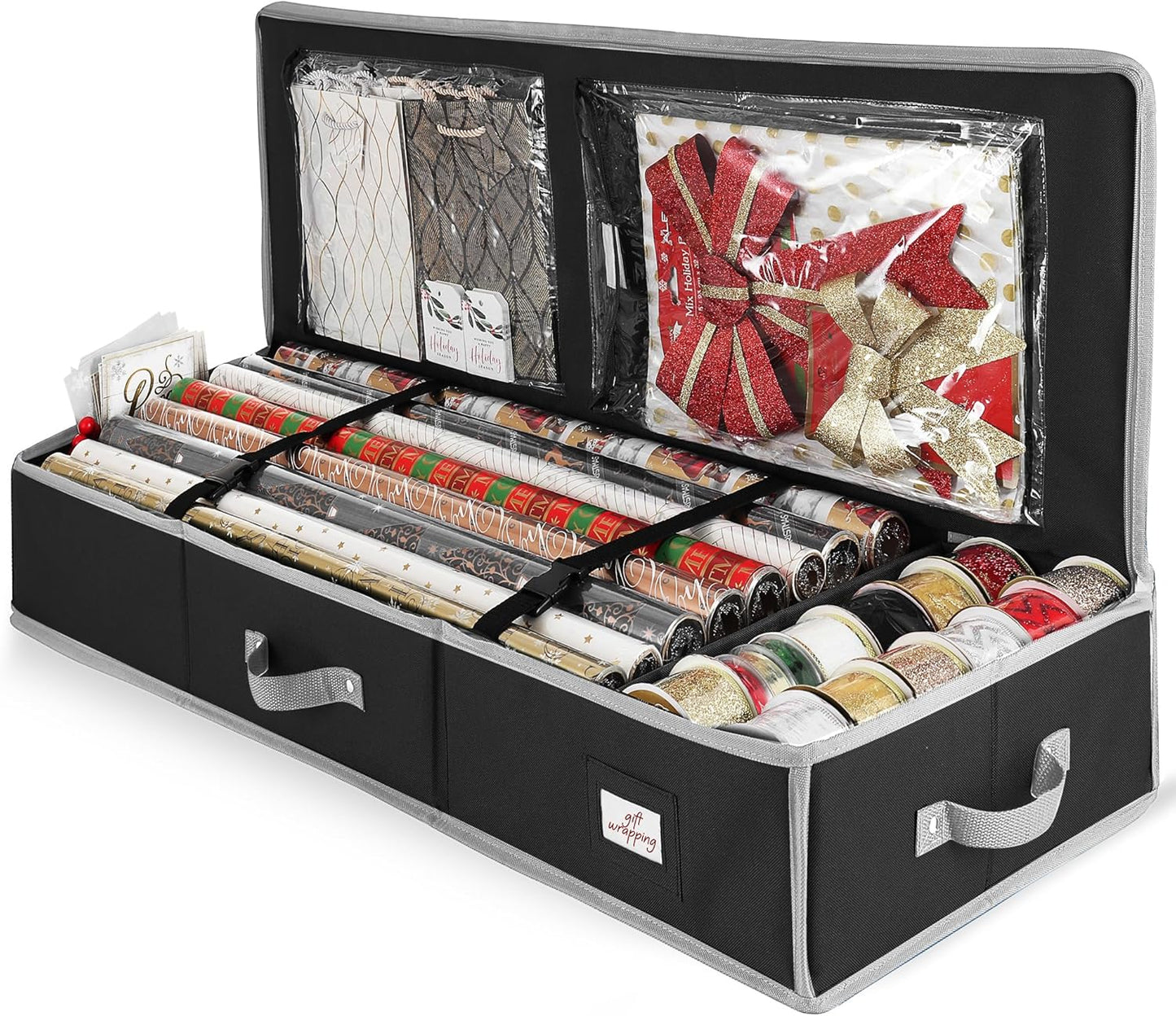 22 40" Hearth & Harbor Wrapping Paper Storage Container - Christmas Storage Bag with Interior Pockets - Gift Wrapping