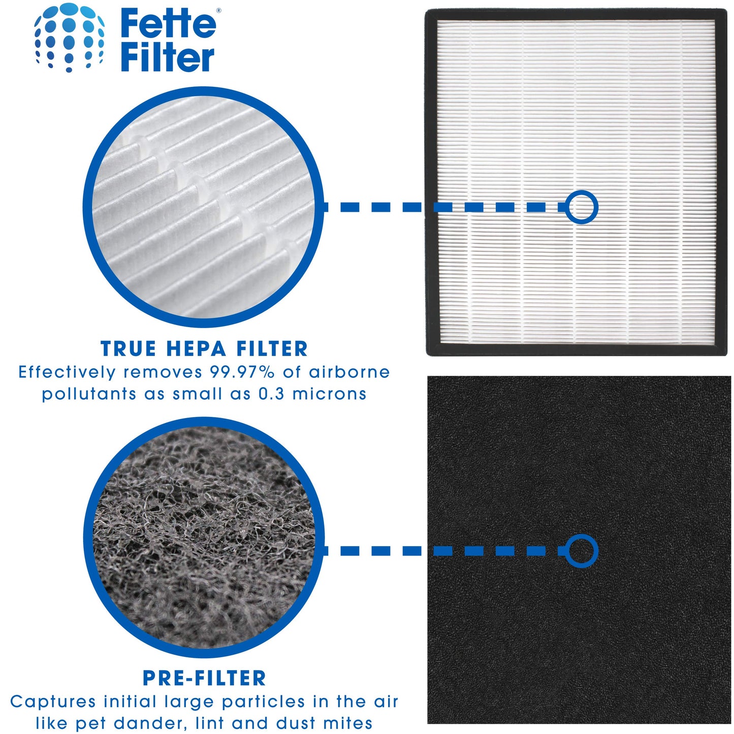 Fette Filter - Replacement Filter J Compatible with GermGuardian FLT5900 for AC5900WCA & AC5900WDLX Air Purifier includes 2 Filters 4 Activated Charcoal Filter.