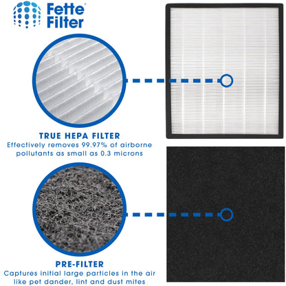 Fette Filter - Replacement Filter J Compatible with GermGuardian FLT5900 for AC5900WCA & AC5900WDLX Air Purifier includes 2 Filters 4 Activated Charcoal Filter.