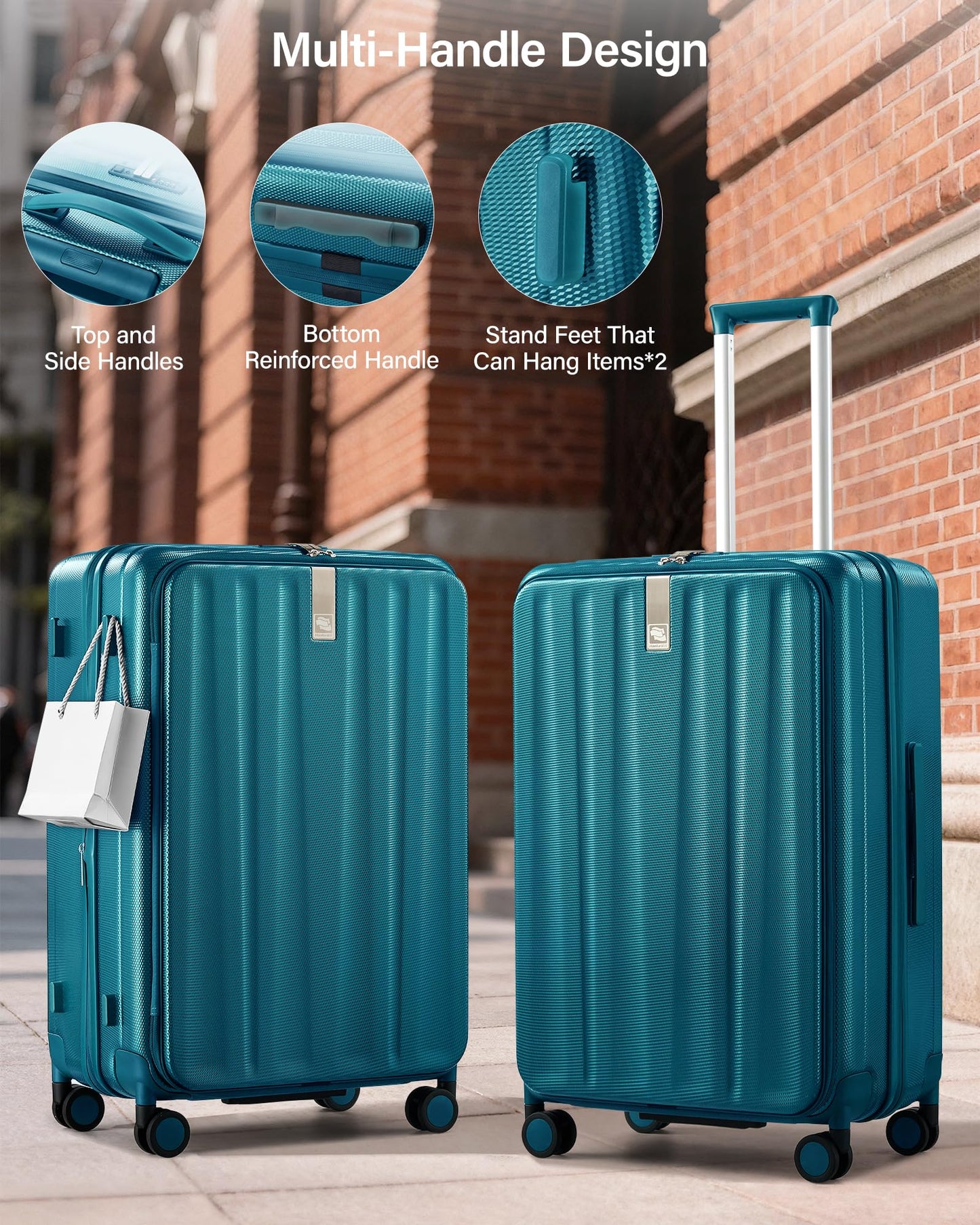Hanke 26 Inch Expandable Luggage Top Opening Checked Bag Luggage Hard Shell Suitcases with Wheels Lightweight Travel Luggage Heavy Duty Luggage Suitcase with Lock for Woman Men-Caribbean Blue